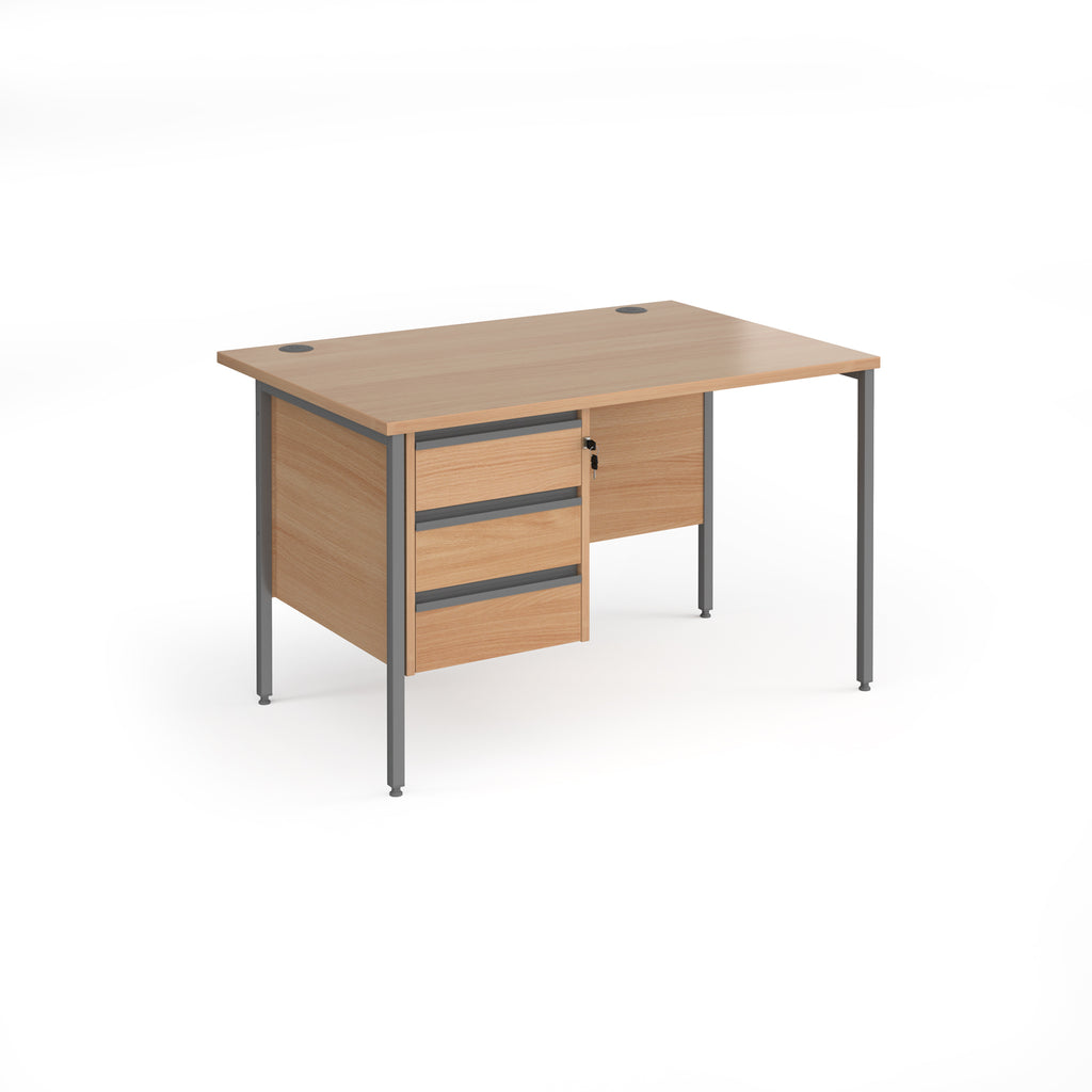 Contract 25 - H-Frame Desk with Fixed Drawer Pedestal